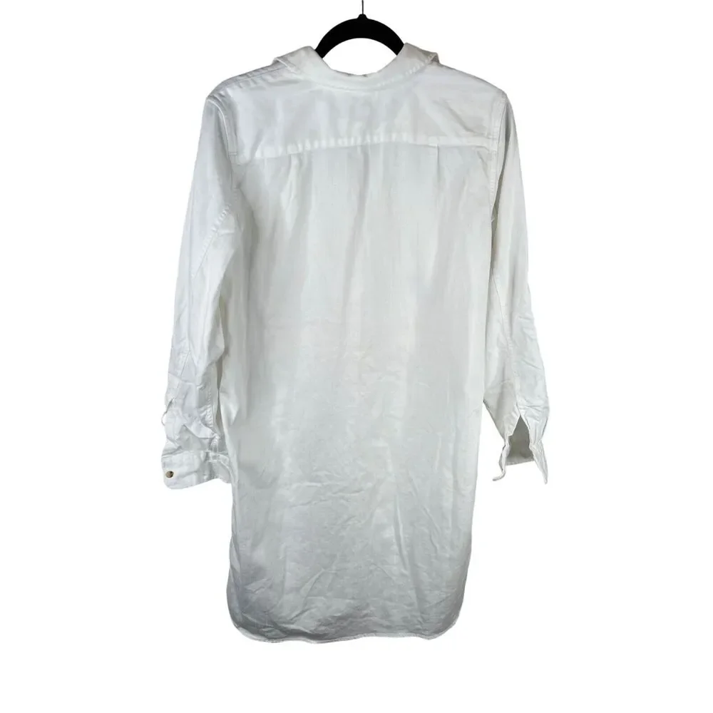 Lauren Jean Co Ralph Lauren White Button-Up Shirt Dress Pockets VTG LRL Classic - Picture 2 of 16